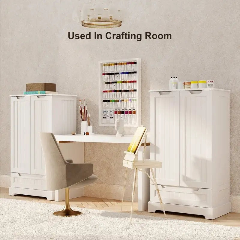 Dispensa da Cucina, Mobiletto Contenitore Autoportante per Bagno con 2 Ante e Cassetti