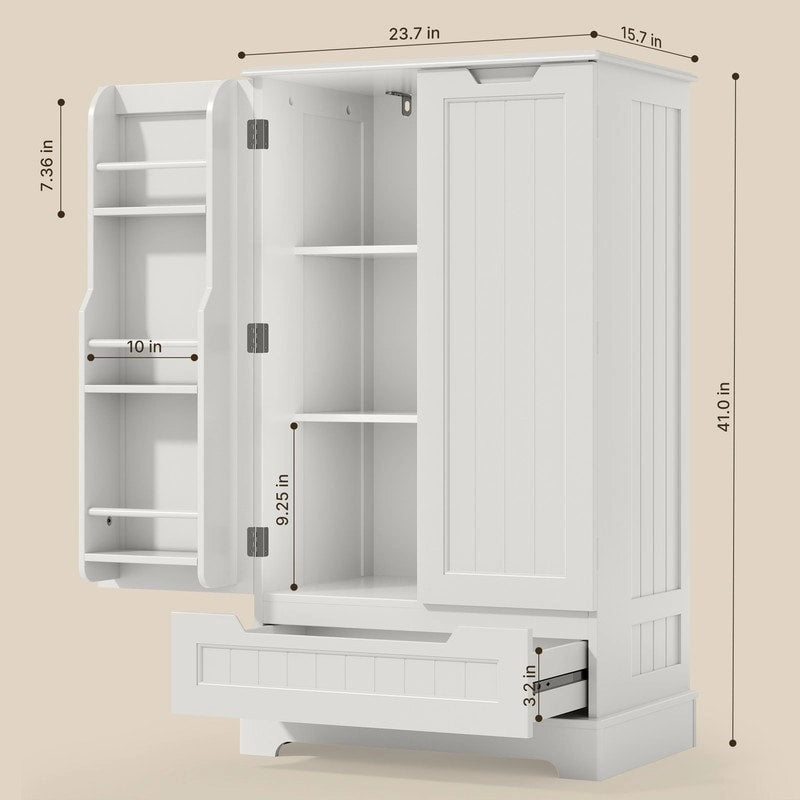 Dispensa da Cucina, Mobiletto Contenitore Autoportante per Bagno con 2 Ante e Cassetti