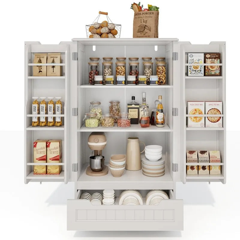 Dispensa da Cucina, Mobiletto Contenitore Autoportante per Bagno con 2 Ante e Cassetti