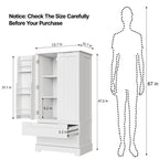 Dispensa da Cucina, Mobiletto Contenitore Autoportante per Bagno con 2 Ante e Cassetti