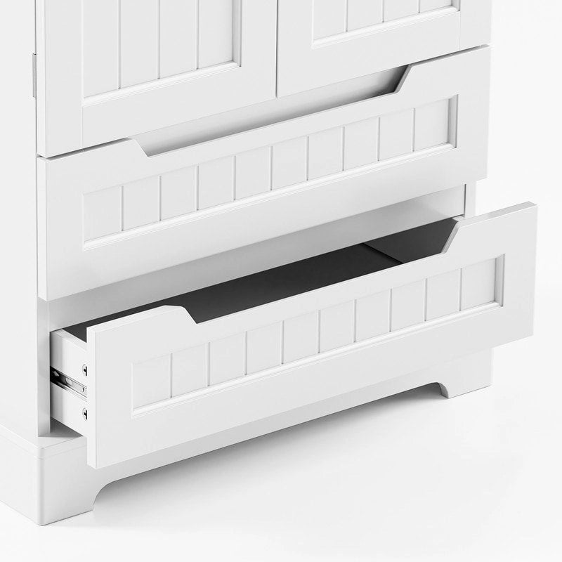 Dispensa da Cucina, Mobiletto Contenitore Autoportante per Bagno con 2 Ante e Cassetti