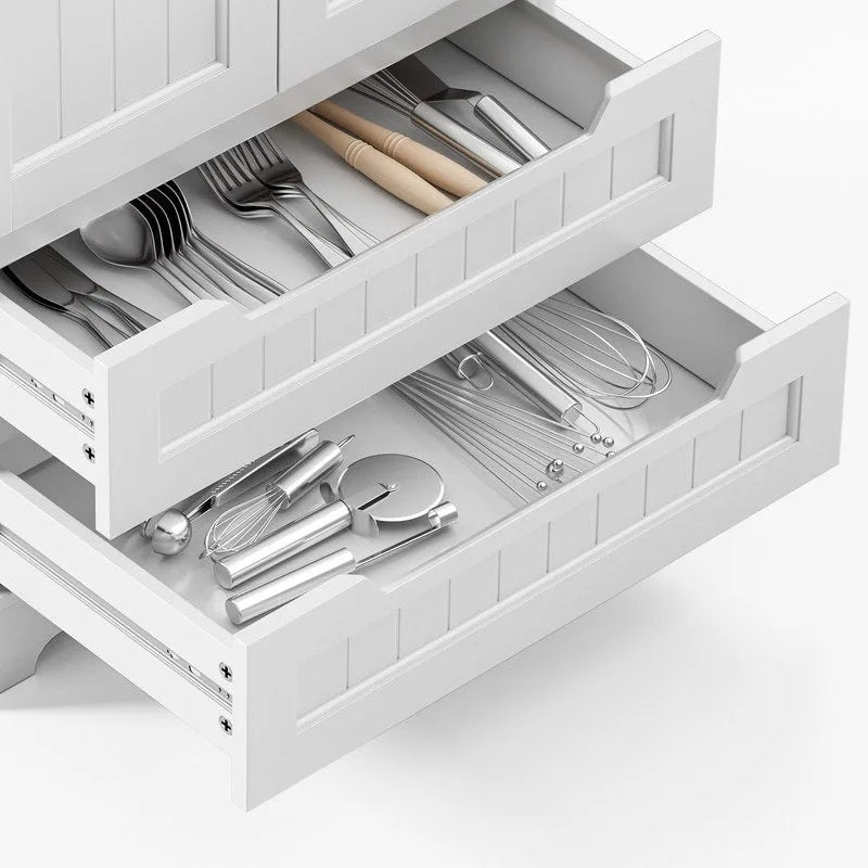 Dispensa da Cucina, Mobiletto Contenitore Autoportante per Bagno con 2 Ante e Cassetti