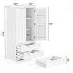 Dispensa da Cucina, Mobiletto Contenitore Autoportante per Bagno con 2 Ante e Cassetti