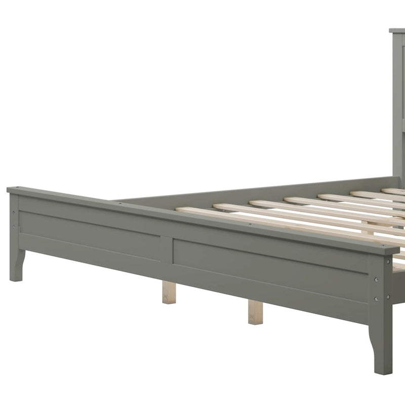 Letto king size con piattaforma in legno massello grigio moderno