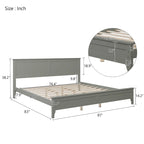Letto king size con piattaforma in legno massello grigio moderno