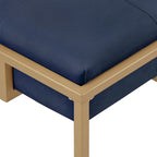 Pouf rettangolare trapuntato in velluto con finitura oro