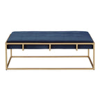 Pouf rettangolare trapuntato in velluto con finitura oro