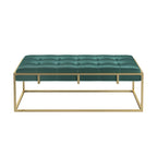 Pouf rettangolare trapuntato in velluto con finitura oro