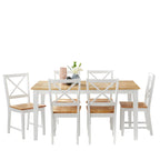 Sala da pranzo 7 pezzi, bianco/naturale