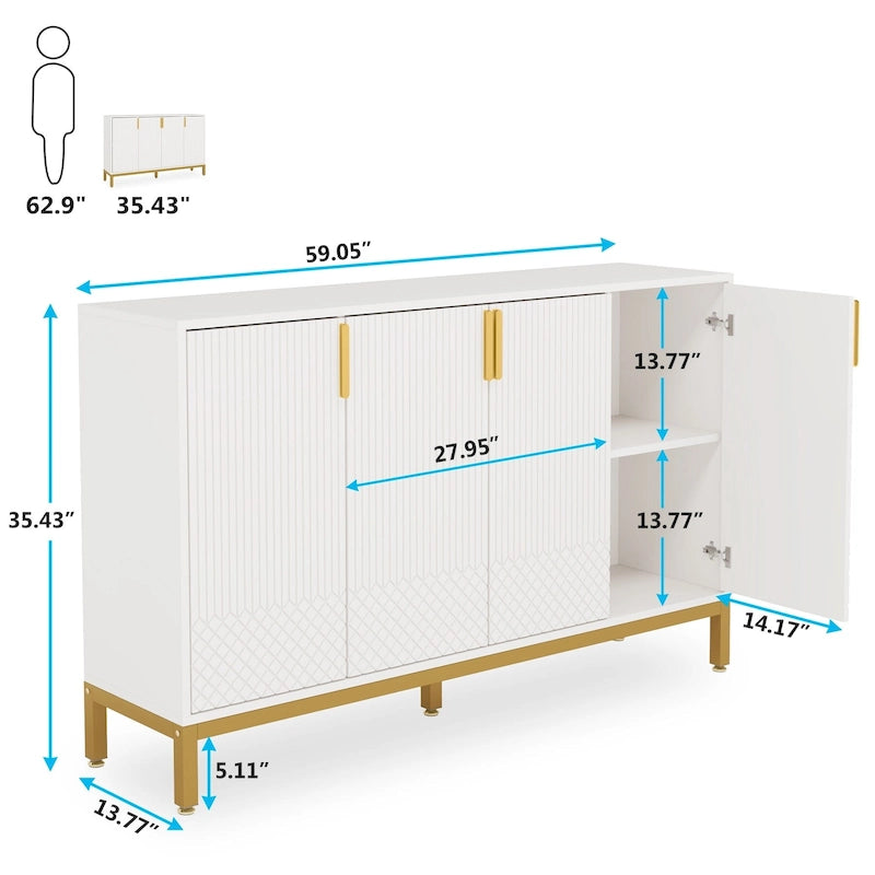 Mobile credenza da cucina da 55 pollici, mobile buffet con spazio di archiviazione