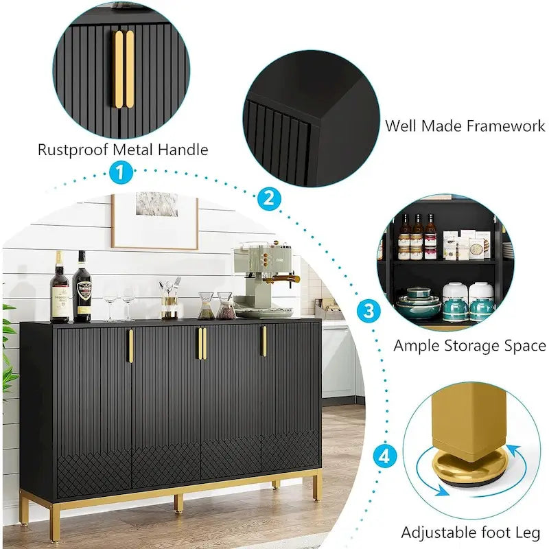 Mobile credenza da cucina da 55 pollici, mobile buffet con spazio di archiviazione