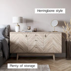 Madia Scandi Buffet Mobile TV con Cassetti e Gambe in Legno per TV fino a 65 pollici