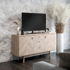 Madia Scandi Buffet Mobile TV con Cassetti e Gambe in Legno per TV fino a 65 pollici
