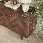 Madia Scandi Buffet Mobile TV con Cassetti e Gambe in Legno per TV fino a 65 pollici