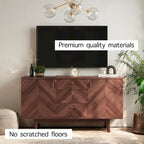 Madia Scandi Buffet Mobile TV con Cassetti e Gambe in Legno per TV fino a 65 pollici