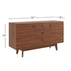 Madia Scandi Buffet Mobile TV con Cassetti e Gambe in Legno per TV fino a 65 pollici