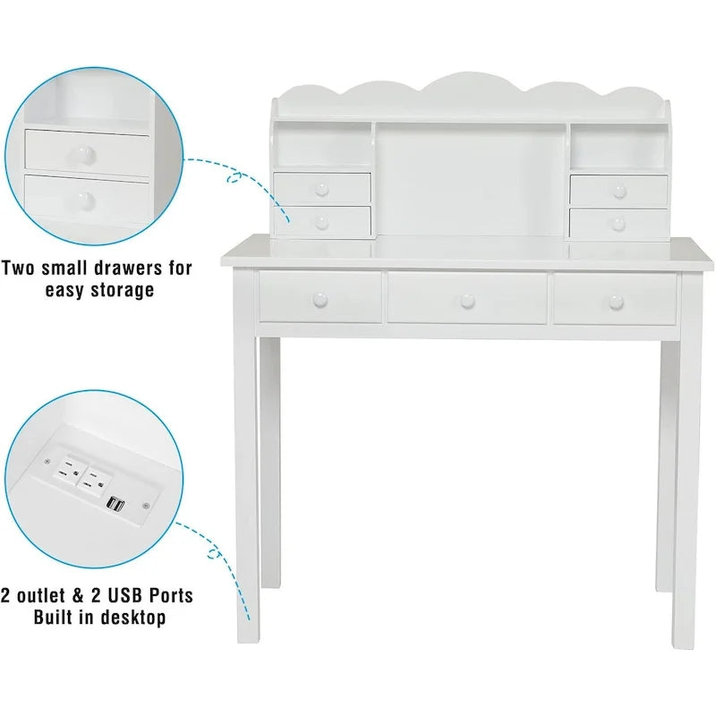 Scrivania per computer con porta USB Scrivania da ufficio con 7 cassetti