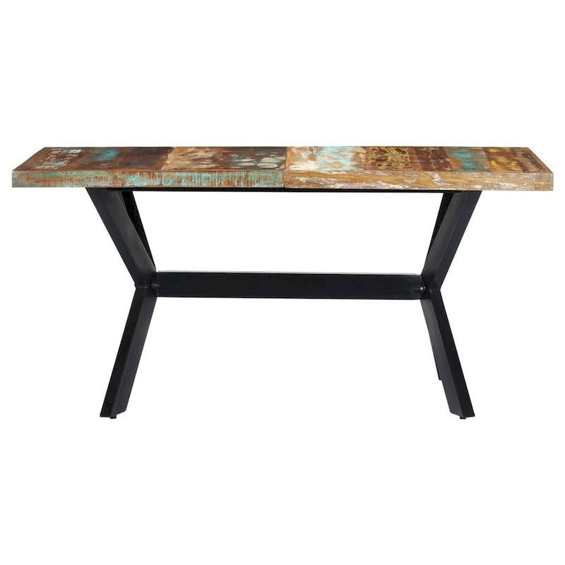 Tavolo da Pranzo 160x80x75 cm in Legno Massello di Recupero - Multicolore