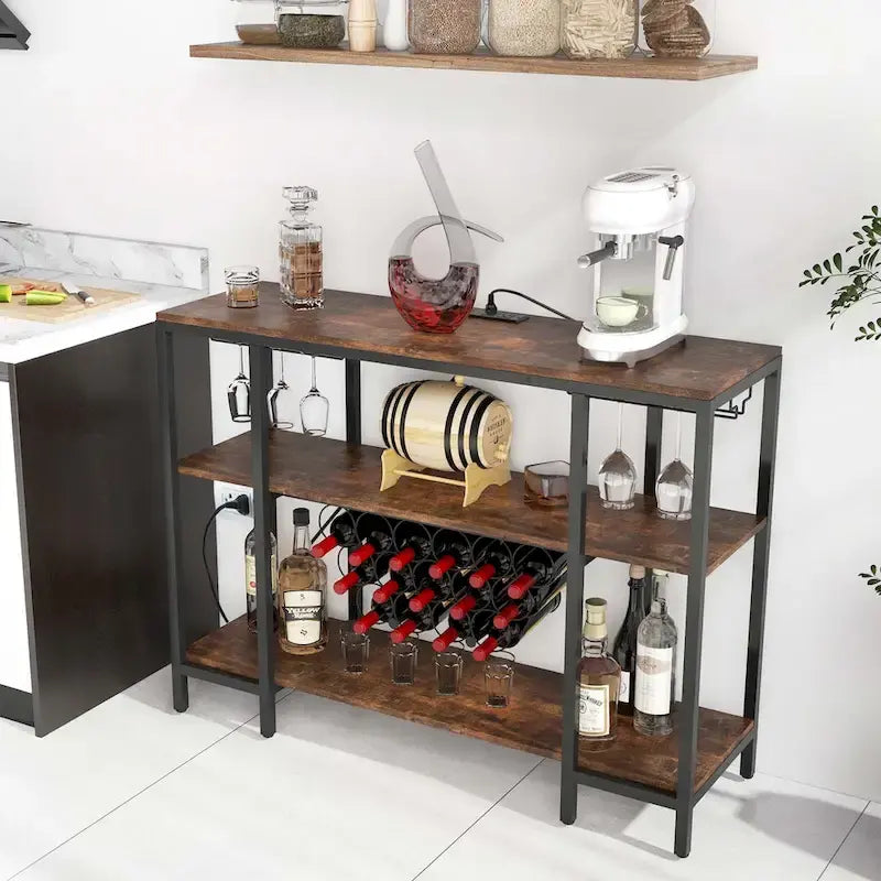 Tavolo Bar Mobile Cantinetta con Portabottiglie e Porta Bicchieri
