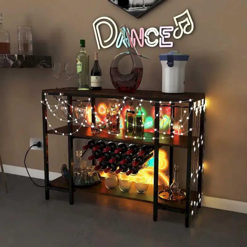 Tavolo Bar Mobile Cantinetta con Portabottiglie e Porta Bicchieri