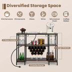 Tavolo Bar Mobile Cantinetta con Portabottiglie e Porta Bicchieri