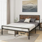 Letto a piattaforma matrimoniale/queen con testiera e pediera rustiche