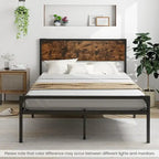 Letto a piattaforma matrimoniale/queen con testiera e pediera rustiche