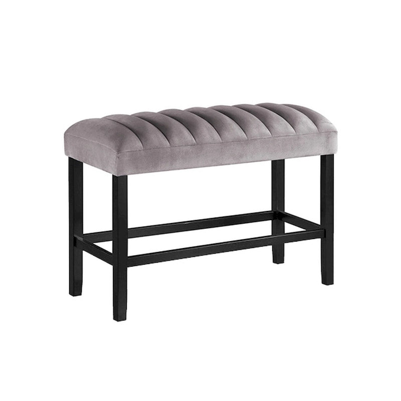 Panca da 38 pollici ad altezza bancone, Struttura in legno, Rivestimento in tessuto, Grigio