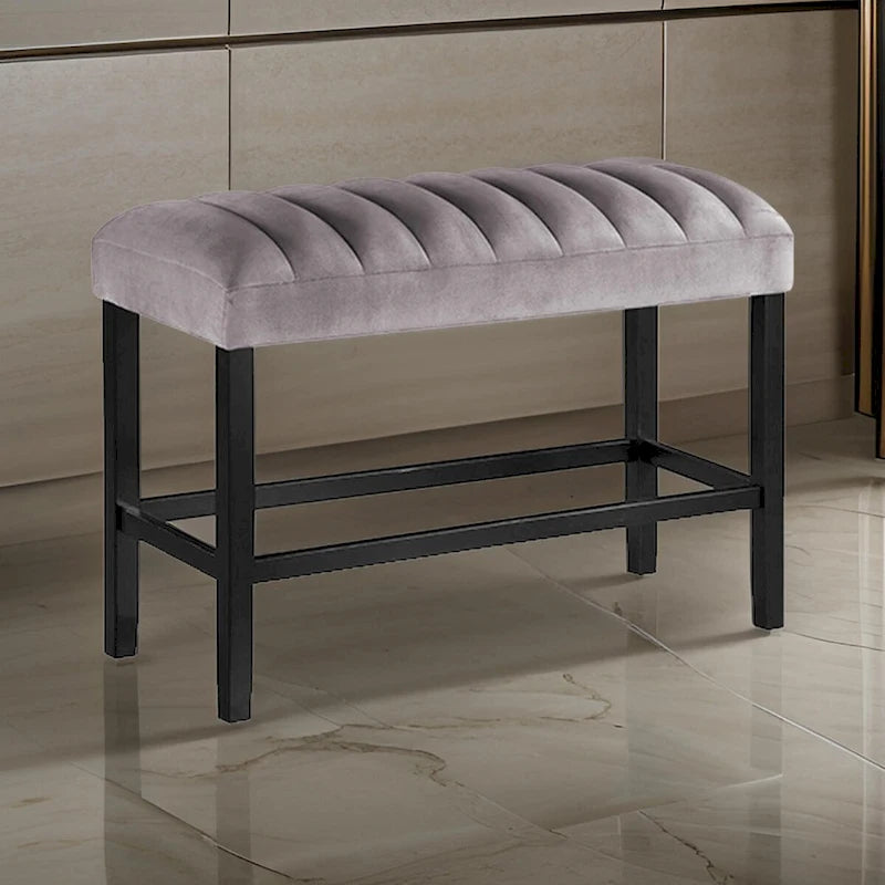 Panca da 38 pollici ad altezza bancone, Struttura in legno, Rivestimento in tessuto, Grigio