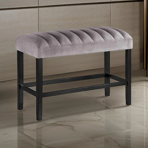 Panca da 38 pollici ad altezza bancone, Struttura in legno, Rivestimento in tessuto, Grigio