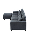 Divano sezionale grande moderno trasformabile a forma di L imbottito in piuma con chaise longue reversibile - 129,9L x 72P x 31,5A