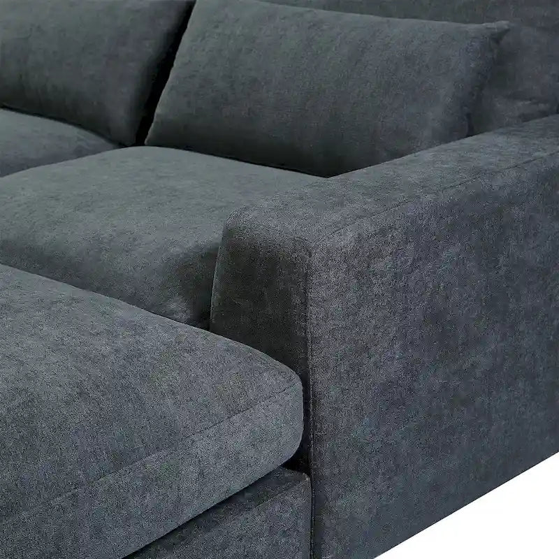 Divano sezionale grande moderno trasformabile a forma di L imbottito in piuma con chaise longue reversibile - 129,9L x 72P x 31,5A