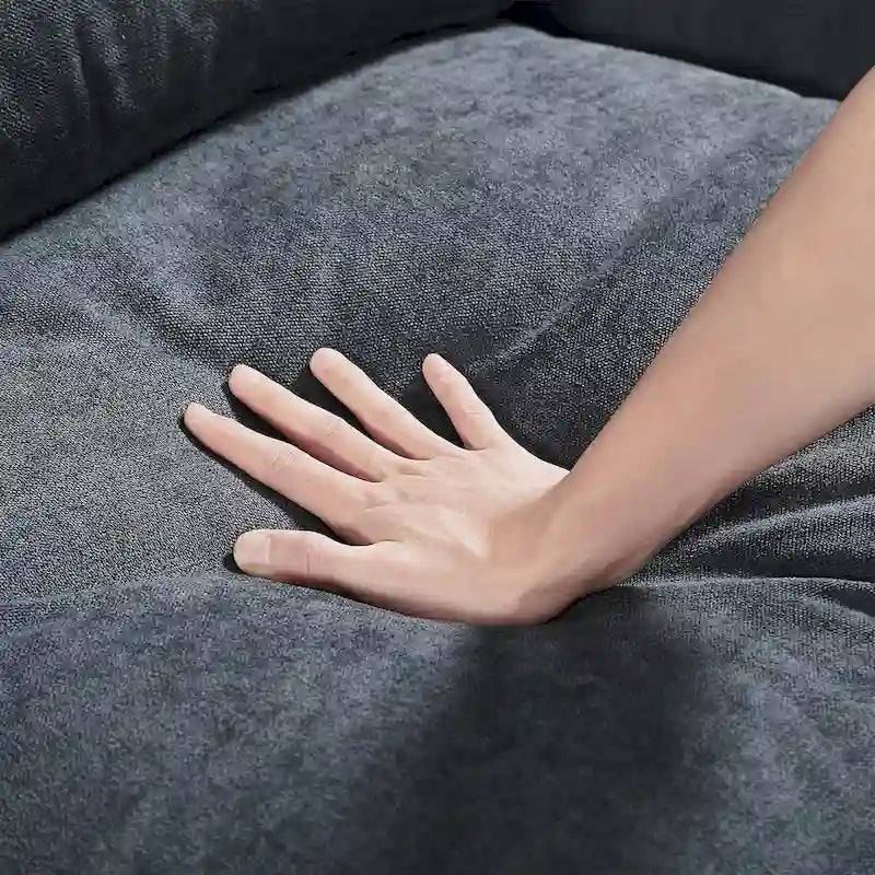 Divano sezionale grande moderno trasformabile a forma di L imbottito in piuma con chaise longue reversibile - 129,9L x 72P x 31,5A