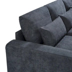 Divano sezionale grande moderno trasformabile a forma di L imbottito in piuma con chaise longue reversibile - 129,9L x 72P x 31,5A