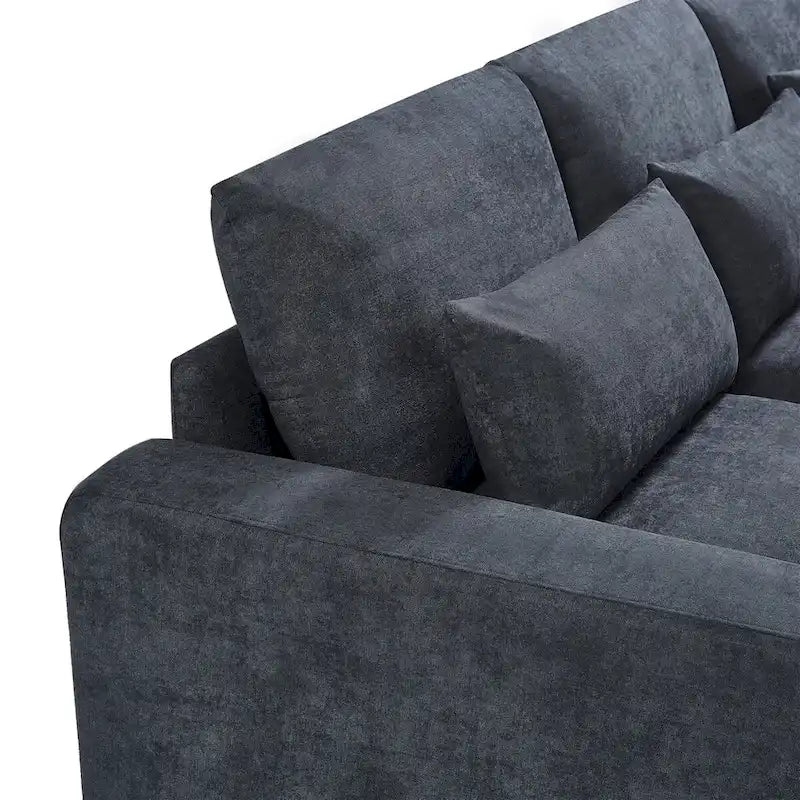 Divano sezionale grande moderno trasformabile a forma di L imbottito in piuma con chaise longue reversibile - 129,9L x 72P x 31,5A