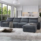 Divano sezionale grande moderno trasformabile a forma di L imbottito in piuma con chaise longue reversibile - 129,9L x 72P x 31,5A