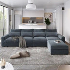 Divano sezionale grande moderno trasformabile a forma di L imbottito in piuma con chaise longue reversibile - 129,9L x 72P x 31,5A