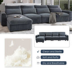 Divano sezionale grande moderno trasformabile a forma di L imbottito in piuma con chaise longue reversibile - 129,9L x 72P x 31,5A