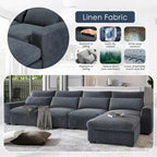 Divano sezionale grande moderno trasformabile a forma di L imbottito in piuma con chaise longue reversibile - 129,9L x 72P x 31,5A
