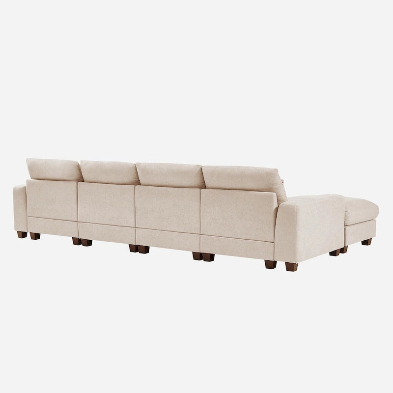 Divano sezionale grande moderno trasformabile a forma di L imbottito in piuma con chaise longue reversibile - 129,9L x 72P x 31,5A