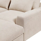 Divano sezionale grande moderno trasformabile a forma di L imbottito in piuma con chaise longue reversibile - 129,9L x 72P x 31,5A