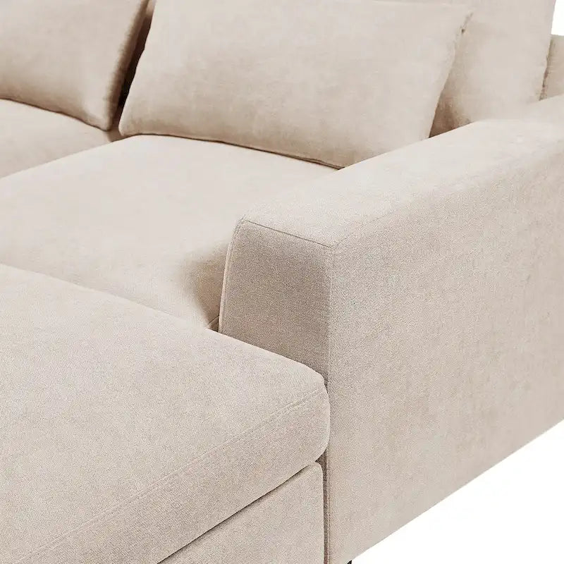 Divano sezionale grande moderno trasformabile a forma di L imbottito in piuma con chaise longue reversibile - 129,9L x 72P x 31,5A
