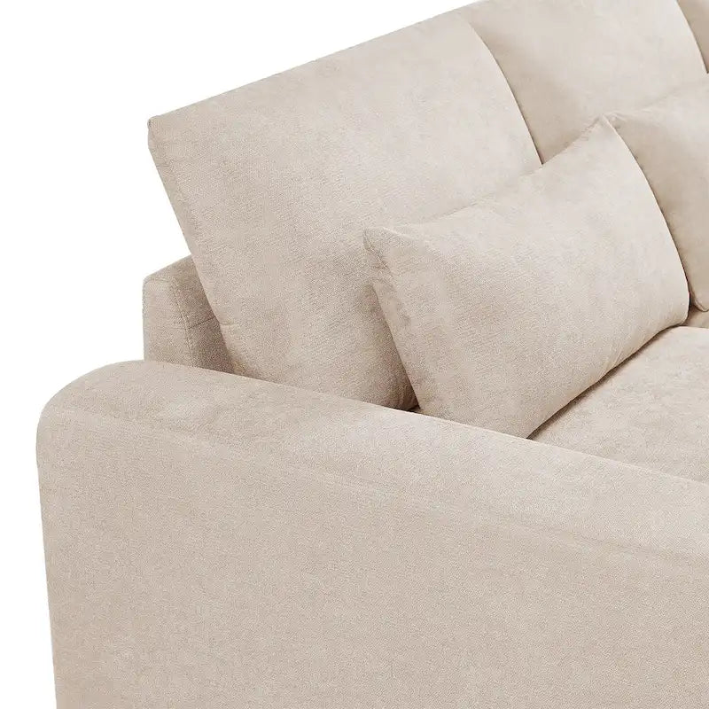 Divano sezionale grande moderno trasformabile a forma di L imbottito in piuma con chaise longue reversibile - 129,9L x 72P x 31,5A