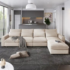 Divano sezionale grande moderno trasformabile a forma di L imbottito in piuma con chaise longue reversibile - 129,9L x 72P x 31,5A