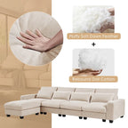 Divano sezionale grande moderno trasformabile a forma di L imbottito in piuma con chaise longue reversibile - 129,9L x 72P x 31,5A