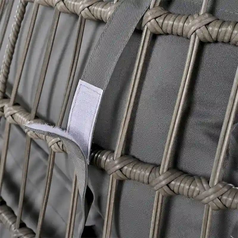 Poltrona a dondolo girevole da patio in rattan a forma di uovo con cuscini