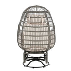 Poltrona a dondolo girevole da patio in rattan a forma di uovo con cuscini