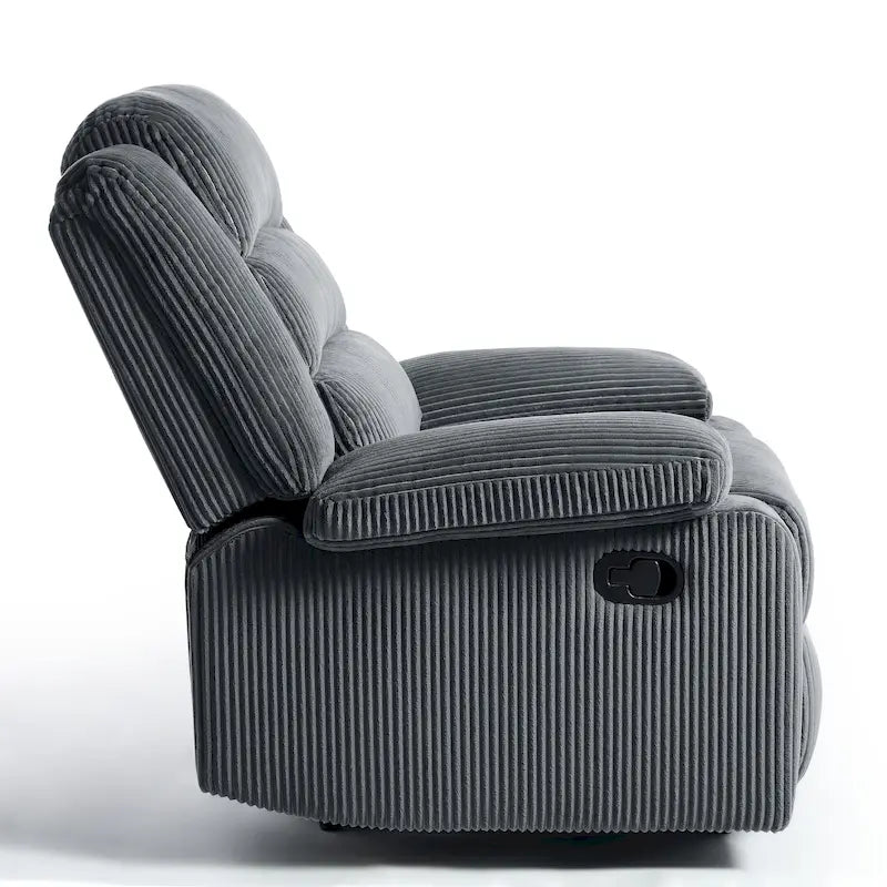 Poltrona reclinabile manuale in velluto a coste di cotone imbottita con braccioli ampi