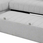Divano Sezionale Trasformabile con Rivestimento in Tessuto e Pouf Contenitore Mobile, Divano Letto Estraibile a L