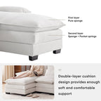 Divano a U 123*55 con Consolle, Portabicchieri e Porte USB, Divano Letto Simmetrico a U Rivestito a 6 Posti con Chaise longue